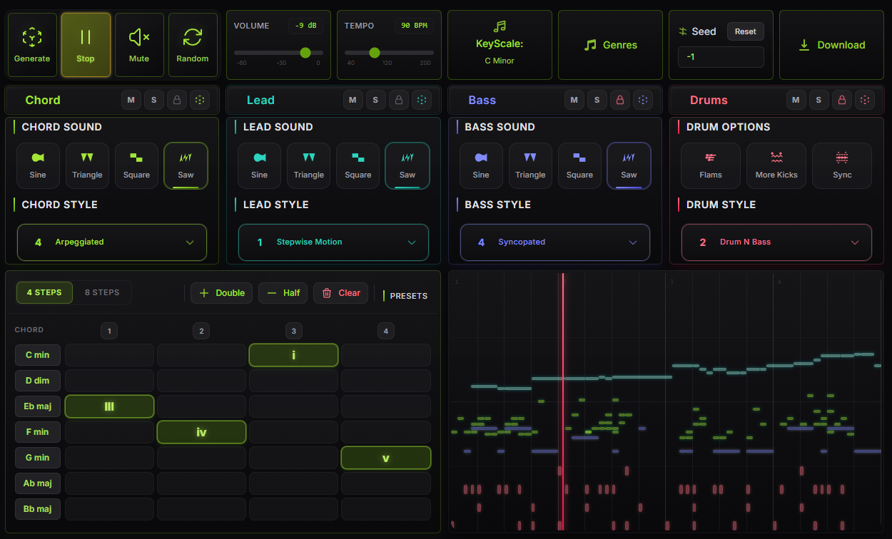 Hero screenshot of the Starts MIDI generator
