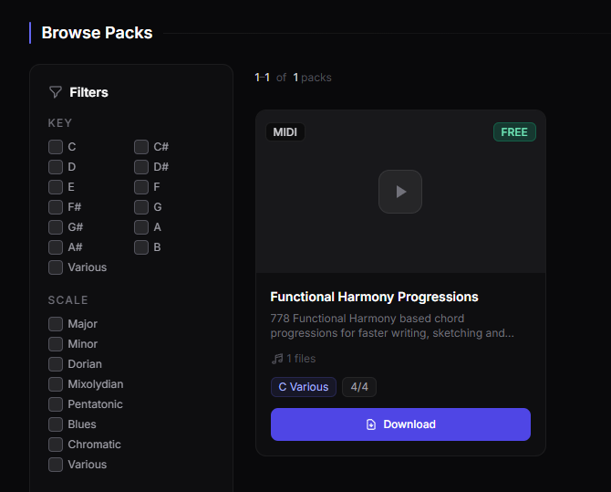 Packs screenshot for the toolkit card