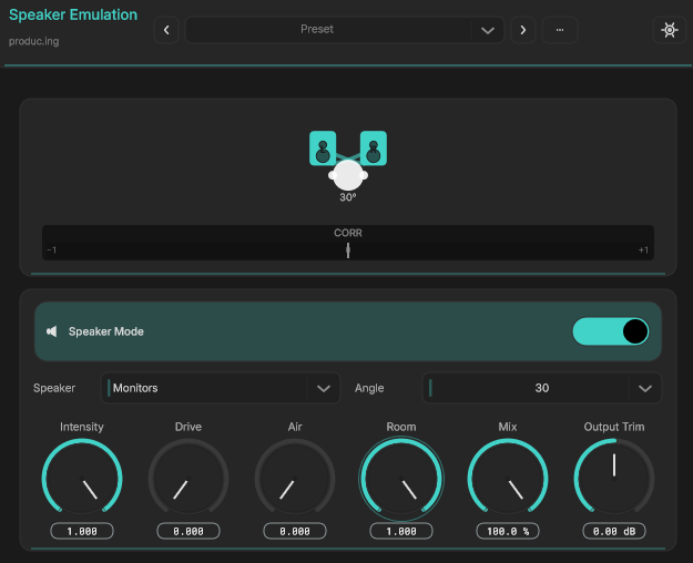 Speaker Emulation plugin interface screenshot